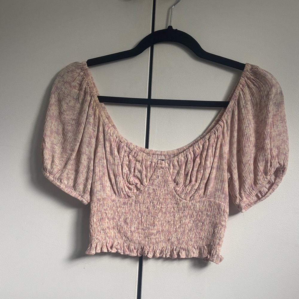 Cotton Candy Blush Smocked Puff Sleeve Blouse